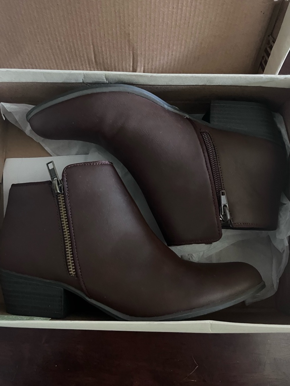 Women's Brown Ankle Boot with Side Zipper